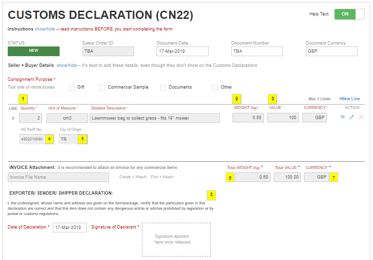 How to complete a CN22 Form