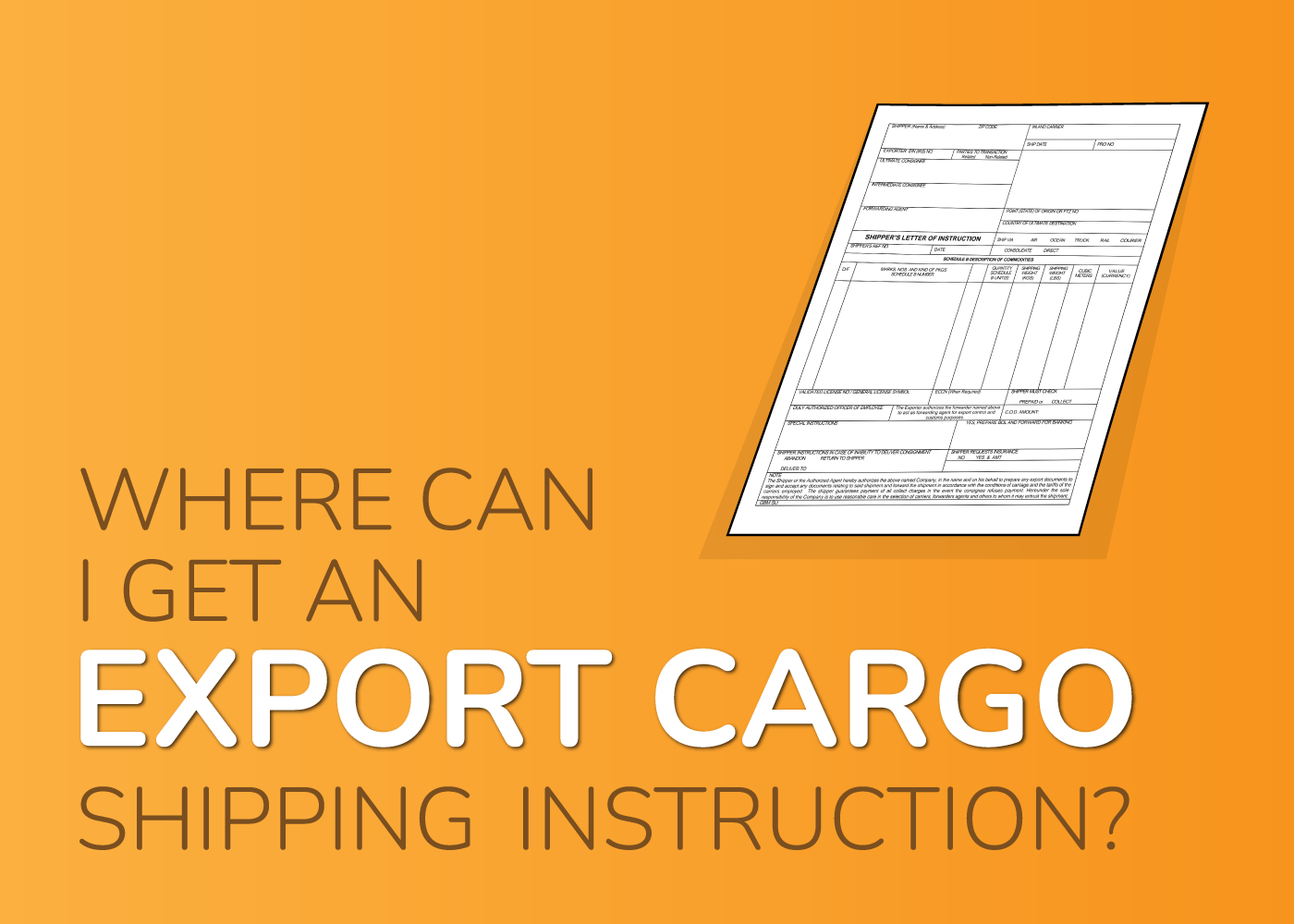 Export Cargo Shipping Instruction