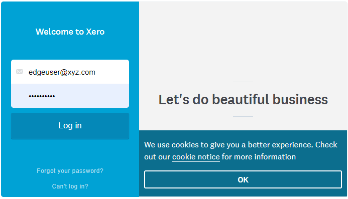 Xero Login via EdgeCTP