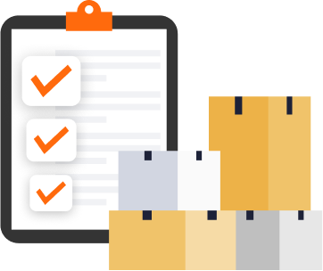 Illustration of a checklist and cardboard boxes, representing a stock control system for small businesses